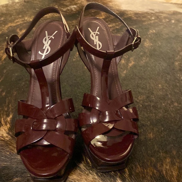 Yves Saint Laurent Shoes - Ysl eggplant/burgundy patent leather tributes size 39